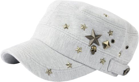 RaOn A173 جمجمة الشيطان ستار معدن مسمار الموضة الشرير نادي قبعة عسكرية كاديت قبعة عسكرية in Kuwait