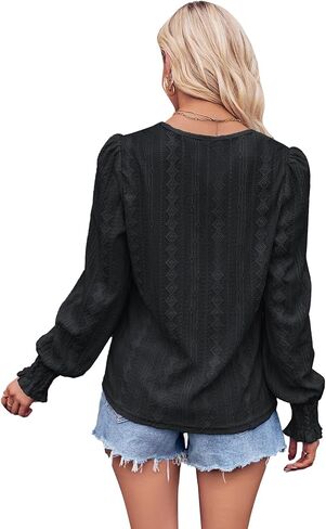 بلوزة نسائية باكمام طويلة كاجوال بيسيك من زد ان في جيرل، قمصان فضفاضة لطيفة وخفيفة الوزن in Kuwait