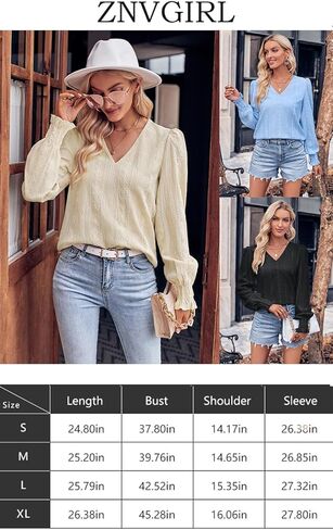 بلوزة نسائية باكمام طويلة كاجوال بيسيك من زد ان في جيرل، قمصان فضفاضة لطيفة وخفيفة الوزن in Kuwait