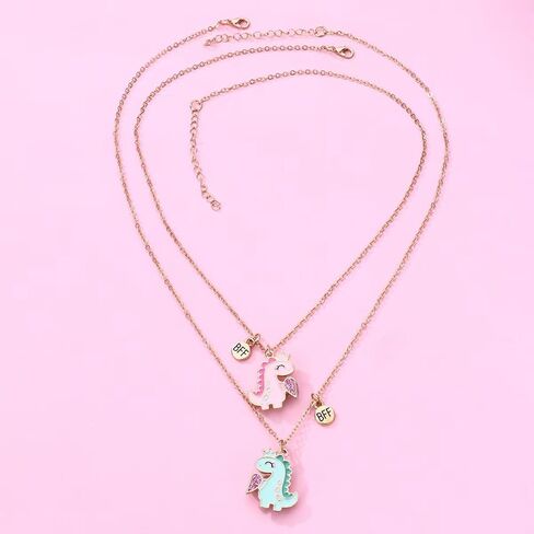 uuonly bff قلادة لمدة 2، أفضل قلادة الأصدقاء للفتيات 2 المغناطيسي مطابقة قلادة الصداقة مع فراشة الحب شكل قلب، الفيل والديناصور أفضل صديق هدية عيد ميلاد in Kuwait