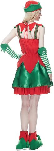 EraSpooky Elf Costume Women Santa Helper Christmas Sexy Dress Green and Red in Saudi Arabia