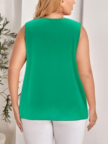 Women's Plus Size Sleeveless Camis Double Layers Casual Chiffon Tank Top in Saudi Arabia