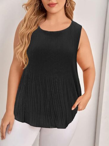 Women's Plus Size Sleeveless Camis Double Layers Casual Chiffon Tank Top in Saudi Arabia