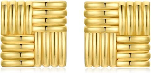 Chunky Gold Earrings for Women Statement Earrings Vintage Large Gold Geometric Studs Earrings Trendy Jewelry for Women in Saudi Arabia