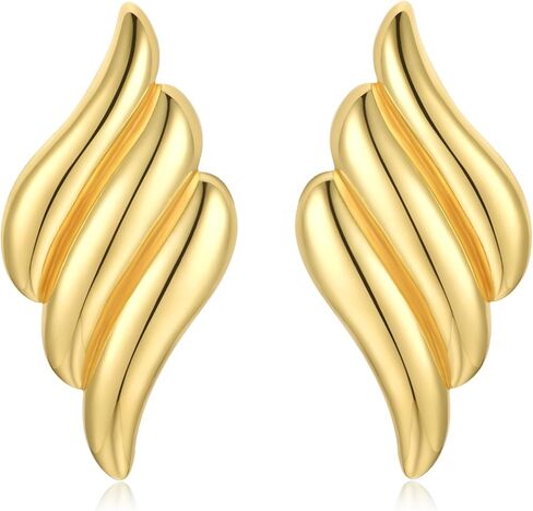 Chunky Gold Earrings for Women Statement Earrings Vintage Large Gold Geometric Studs Earrings Trendy Jewelry for Women in Saudi Arabia
