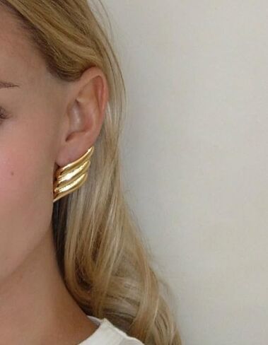 Chunky Gold Earrings for Women Statement Earrings Vintage Large Gold Geometric Studs Earrings Trendy Jewelry for Women in Saudi Arabia