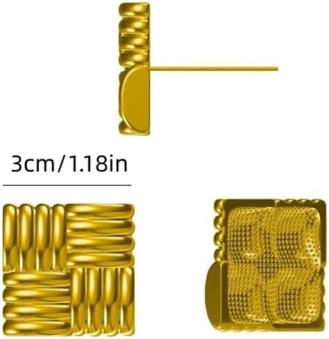 Chunky Gold Earrings for Women Statement Earrings Vintage Large Gold Geometric Studs Earrings Trendy Jewelry for Women in Saudi Arabia