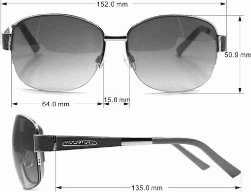 نظارات شمسية مستطيلة واقية من الأشعة فوق البنفسجية 400 من Rocawear R578 Mod Metal. هدايا للنساء مع الذوق، 64 ملم in Saudi Arabia