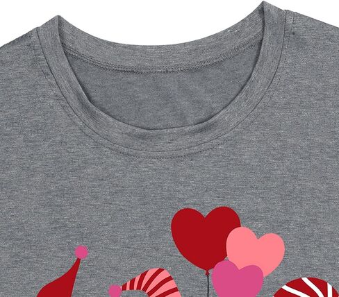Valentine's Day T-Shirt for Women Gnome Shirts Cute Buffalo Plaid Love Heart Graphic Printed Tees Tops in Saudi Arabia