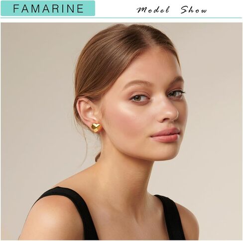 أقراط FAMARINE الذهبية الصغيرة للنساء على شكل قلب للزوجة الصديقة والأقراط الصغيرة اللطيفة in Kuwait