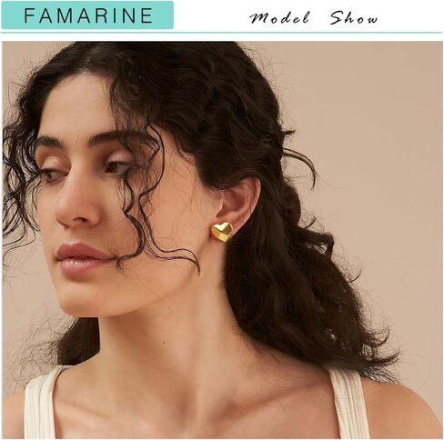 أقراط FAMARINE الذهبية الصغيرة للنساء على شكل قلب للزوجة الصديقة والأقراط الصغيرة اللطيفة in Kuwait