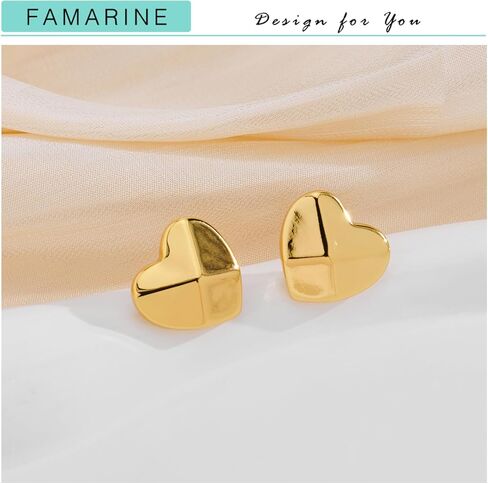 أقراط FAMARINE الذهبية الصغيرة للنساء على شكل قلب للزوجة الصديقة والأقراط الصغيرة اللطيفة in Kuwait
