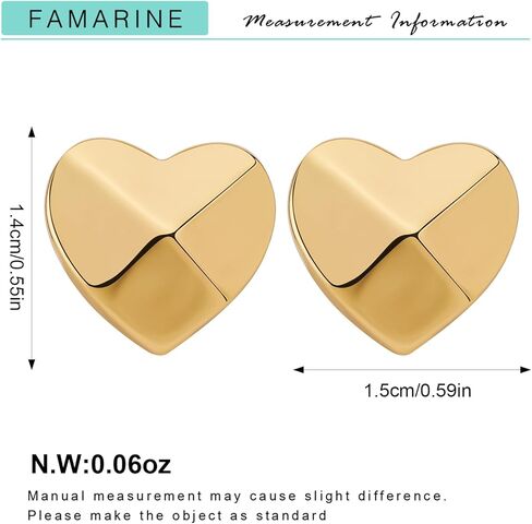 أقراط FAMARINE الذهبية الصغيرة للنساء على شكل قلب للزوجة الصديقة والأقراط الصغيرة اللطيفة in Kuwait