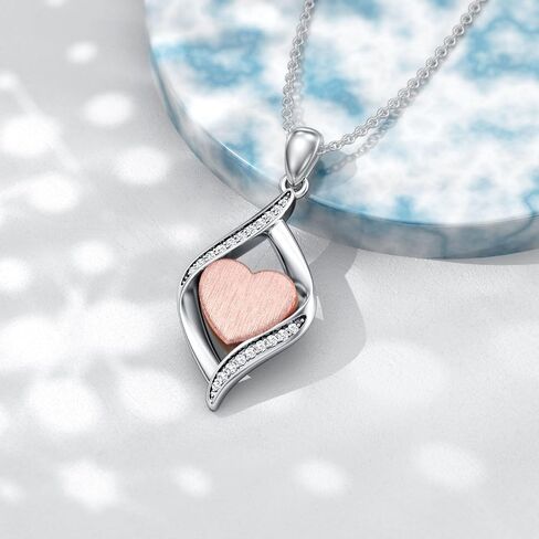 925 Sterling Silver Teardrop Urn Necklace for Ashes,Two Tone Teardrop-Shaped with Rose Gold Plated Heart Locket Necklace Keepsake Cremation Jewelry for Pet Dog Cat Human Ashes,18"+2" in Saudi Arabia