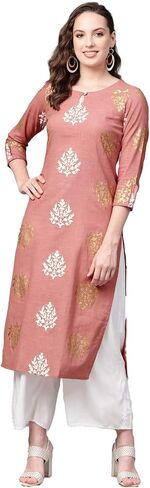كورتا نسائية من القطن المطبوع من Vaamsi Ahika (VCK1318_Pink) in Kuwait