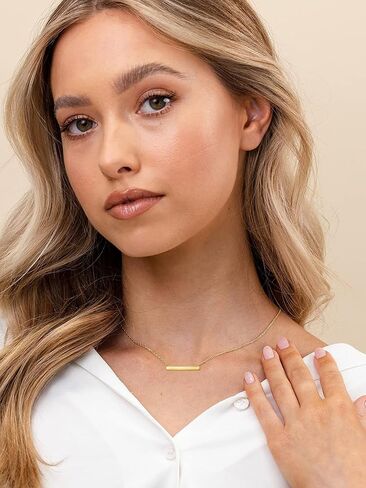 Real 14k Soild Gold Opal Bar Choker Pendant Necklaces for Women Girls Jewelry Anniversary Valentine Birthday Gifts in Saudi Arabia
