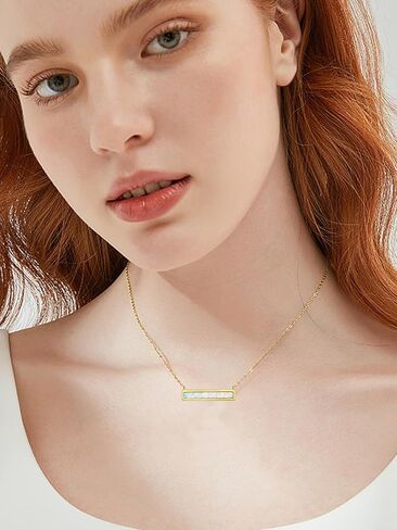 Real 14k Soild Gold Opal Bar Choker Pendant Necklaces for Women Girls Jewelry Anniversary Valentine Birthday Gifts in Saudi Arabia