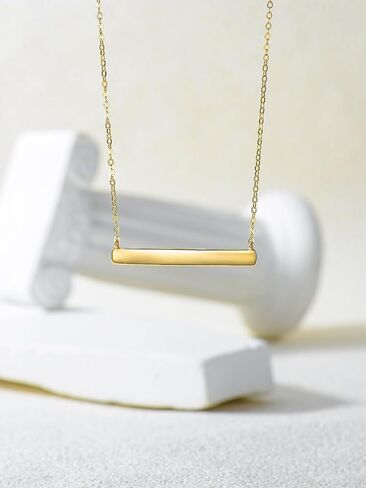 Real 14k Soild Gold Opal Bar Choker Pendant Necklaces for Women Girls Jewelry Anniversary Valentine Birthday Gifts in Saudi Arabia
