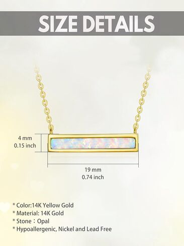 Real 14k Soild Gold Opal Bar Choker Pendant Necklaces for Women Girls Jewelry Anniversary Valentine Birthday Gifts in Saudi Arabia