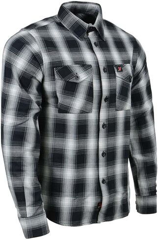 Milwaukee Leather MNG11654 Men's Black and White Long Sleeve Cotton Flannel Shirt in Saudi Arabia