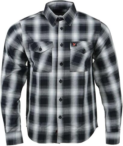 Milwaukee Leather MNG11654 Men's Black and White Long Sleeve Cotton Flannel Shirt in Saudi Arabia