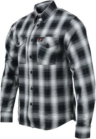 Milwaukee Leather MNG11654 Men's Black and White Long Sleeve Cotton Flannel Shirt in Saudi Arabia