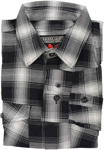 Milwaukee Leather MNG11654 Men's Black and White Long Sleeve Cotton Flannel Shirt in Saudi Arabia
