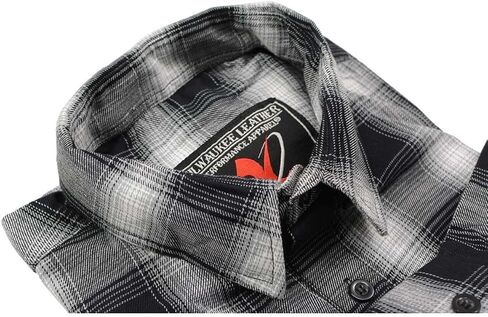 Milwaukee Leather MNG11654 Men's Black and White Long Sleeve Cotton Flannel Shirt in Saudi Arabia