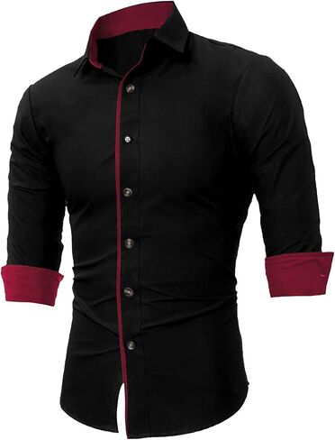 JMIERR Men's Casual Dress Shirt Button Down Long Sleeve Shirts Stretch Buiness Cotton Slim-Fit Shirts in Saudi Arabia