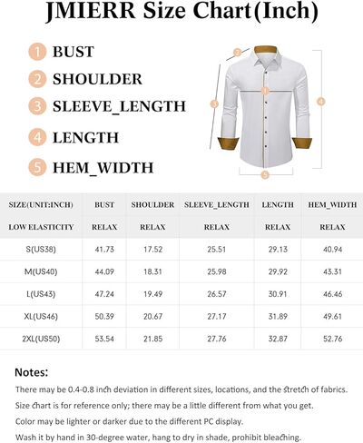 JMIERR Men's Casual Dress Shirt Button Down Long Sleeve Shirts Stretch Buiness Cotton Slim-Fit Shirts in Saudi Arabia