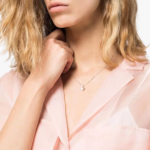 1 Carat Round Cut Solitaire Moissanite Pendant Necklace D Color VVS1 Clarity 3-5mls White Gold Plated 925 Pure Sterling Silver Simulated Diamond Necklaces, Sterling Silver, Moissanite in Kuwait