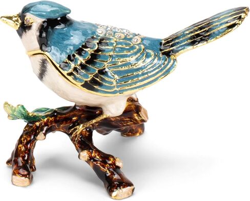 Cottage Garden Bluejay Bird Natural Blue 3.5 x 2.5 Metal Figurine Trinket Box in Saudi Arabia