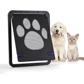 Kagoty Cat Door for Screen Door, Small Dog Screen Door, Magnetic Flap Doggy Door for Sliding Door, Lockable Cat Screen Door, 10"*8"*0.5 Inch