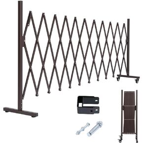 AkiiGer Metal Expandable Barrier Fence for Dogs, Portable Barricade Gate with Casters, Foldable Pet Gate Indoor Outdoor for Rooms, Stairs, Driveway, Garage, Yard, Doorways, 11 Feet, White