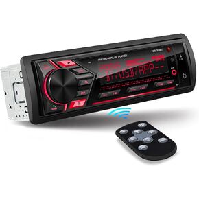 Single Din Car Radio Receiver - Bluetooth Car Stereo System - Mechless Digital Media MP3 Player with AM FM Dual USB SD AUX Built-in Mic Wireless Remote Control