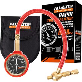 ALL-TOP 4x4 Rapid Tire Deflator Kit 0-70PSI Tire Pressure Gauge/Air Down Master/for Offroad Tire of Jeep, Truck & ATV