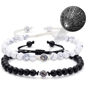 Winas Matching Bracelets for Couples,I Love You 100 Languages Couples Bracelet, Friendship Gifts For Women/Men Friends