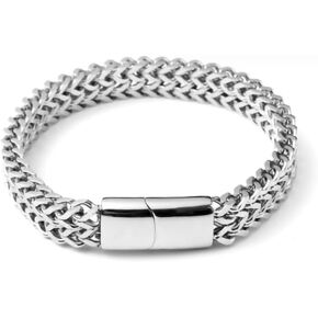 VA JENT Mens Bracelet Stainless Steel Simple Trend Wheat Shape Braided Biker Chain Versatile Jewelry Gifts For Men