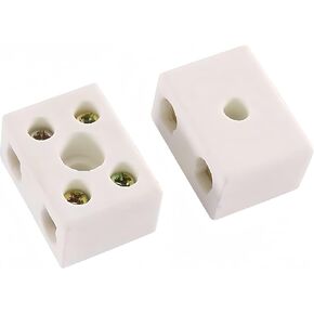 Boxonly 3 Way Ceramics Terminal Blocks for Electrical Wire Cable, High Temp Porcelain Ceramic Connectors 10A, 3 Position 8 Hole Ceramic Connector Blocks 31 x 20 x 14.5mm 5pcs