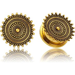 LADEMAYH Classy Ear Tunnels Plugs 3/4 Gauges for Ears, Gold 19mm Gauges for Men, Stainless Steel 316L Ear Stretching Gauge Earrings for Women Body Jewelry
