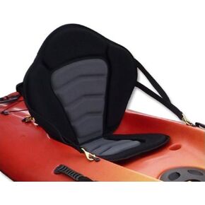 Pactrade Marine Adjustable Straps Black Gray Padded Deluxe Kayak Seat Detachable Storage Back Backpack Bag Canoe Backrest Support Cushion Sit On Top Fishing Brass Clips Canoeing Kayaking Rafting (1)
