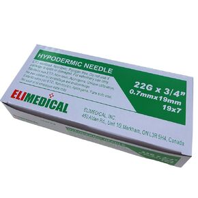 إبرة تحت الجلد للطب البيطري، محور بولي 22 جرام × 3/4 بوصة، 100 لكل صندوق، معبأة بشكل فردي، NDL2219