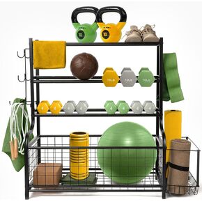 XL Homestead Gym Organization for Home Gym - Heavy Duty Home Gym Storage Rack - Weight Rack for Home Gym, Dumbbells, Kettlebells, Yoga Ball, Foam Rollers in Kuwait