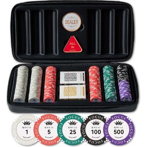 مجموعة رقائق لعبة البوكر من KEEPBET مكونة من 14 جرامًا من أجل Texas Hold'em، 500 قطعة، رقائق فارغة. حقيبة جلدية سهلة الحمل (عدد 300 شريحة)