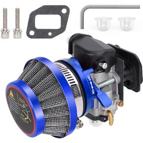 15mm Carburetor Upgrade Kit Air Filter Set Compatible with 2 Stroke 43cc 47cc 49cc Standup Gas Scooter ATV Quad Pocket Bike XG-550 BladeZ Moby X Blue