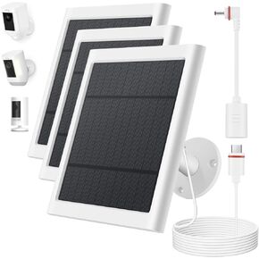 Solar Panel for Ring Camera, 3 Pack 4W Solar Charger Compatible with Ring Spotlight &All-New Stick Up Outdoor Cam Battery, 10ft Long Cable with USB-C to Ring Barrel Plug Adapter