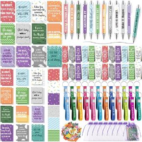 Pasimy 218 Pcs Inspirational Stationery Gifts Motivational Mini Notepad Pen Quote Bookmarks Stress Relief Stickers Inspiring Silicone Keychains for Kid Adult School Office Appreciation (Dark)