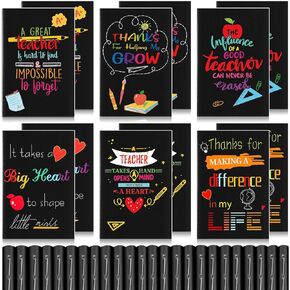 24 Pcs Teacher Appreciation Notebook Gift Teacher Inspirational Notepads Bulk, Christmas Gift Teachers Office Supplies for women men,5.9 x 3.9 Inch (Black Base Style)