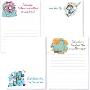 FANCY LAND Funny Notepads Nursing Appreciation Notepad Sarcastic Nurse Memo Pads with Medical Humor for Doctor Coworkers Gifts Office School Supplies 4 Pack