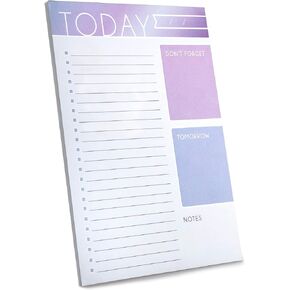 GSM Brands Daily To Do List Notepad, Trendy Ombre Design with Checklist, Don't Forget, Tomorrow and Notes Sections (7 x 10, 60 Pages)